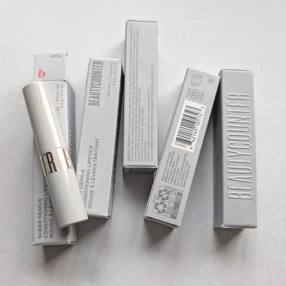 Beautycounter Sheer Genius Conditioning‎ Lipstick Petal 3.2g Lot of 5 NIB